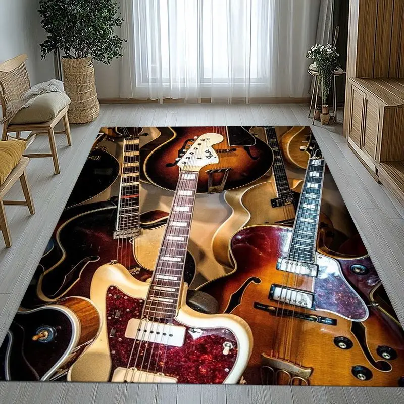Fender Guitar Theme Rock Music Soft Non-Slip Large Area Rug for Living Room,Bedroom Playroom Carpet Mat for Sofa,Home Decor Gift
