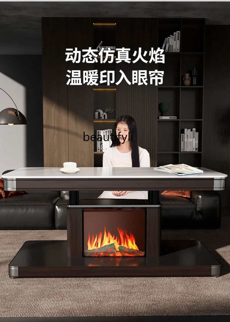 Lifting fire tea table one body household electric heating table  living room electric oven