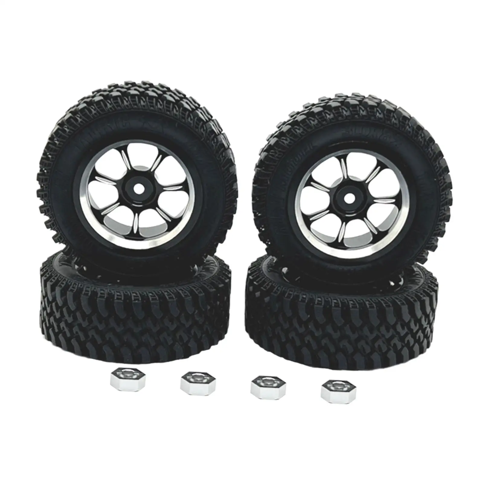 

4Pcs RC Car Wheels and Tires RC Crawler Car Tires for MN128 MN86 1/12 RC Car Argent