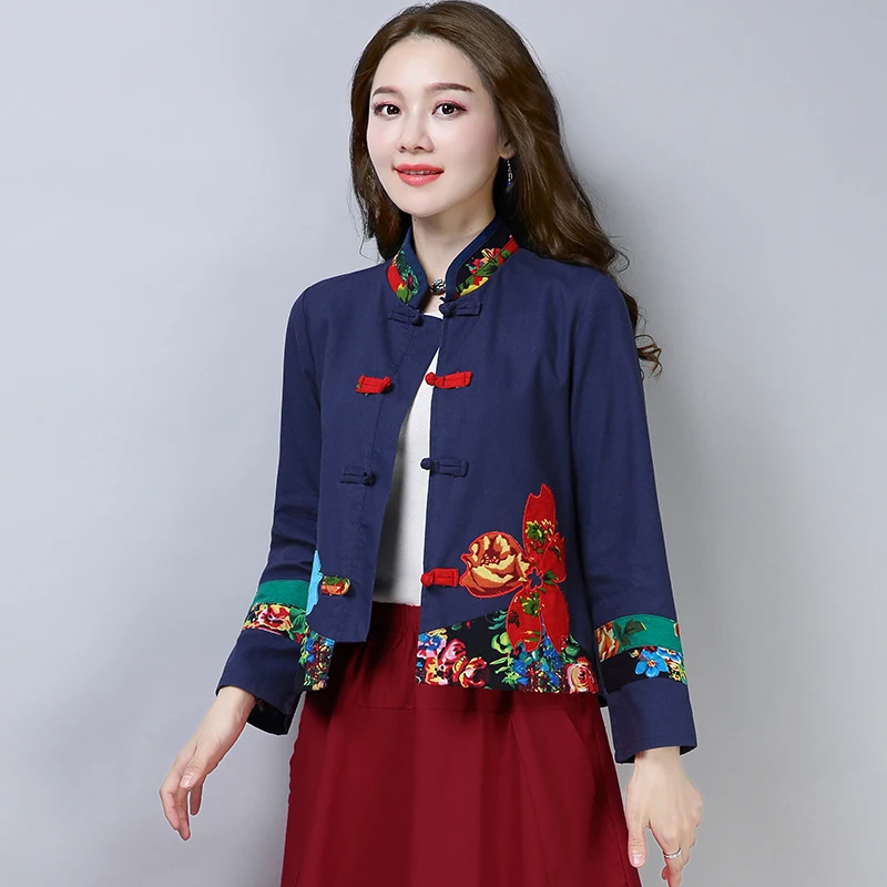 Traditional chinese blouse shirt tops for women mandarin collar oriental linen shirt blouse female elegant clothing V1737