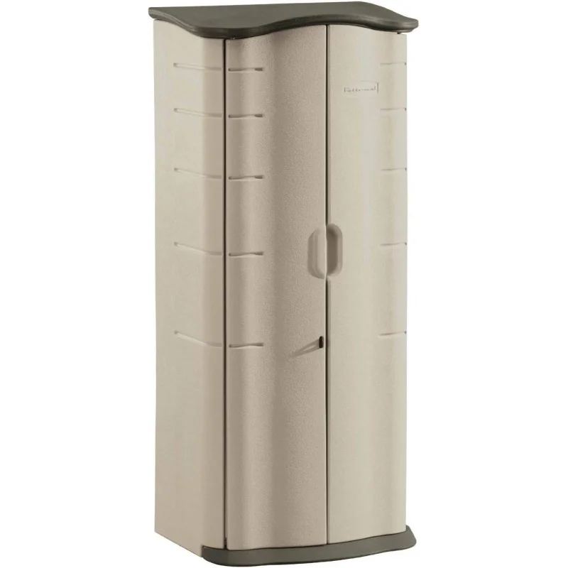 

2x2.5Ft Vertical Resin Storage Shed with Floor, Waterproof-Protected Outdoor Storage Cabinet, All-Weather Beige/Brown, Space-