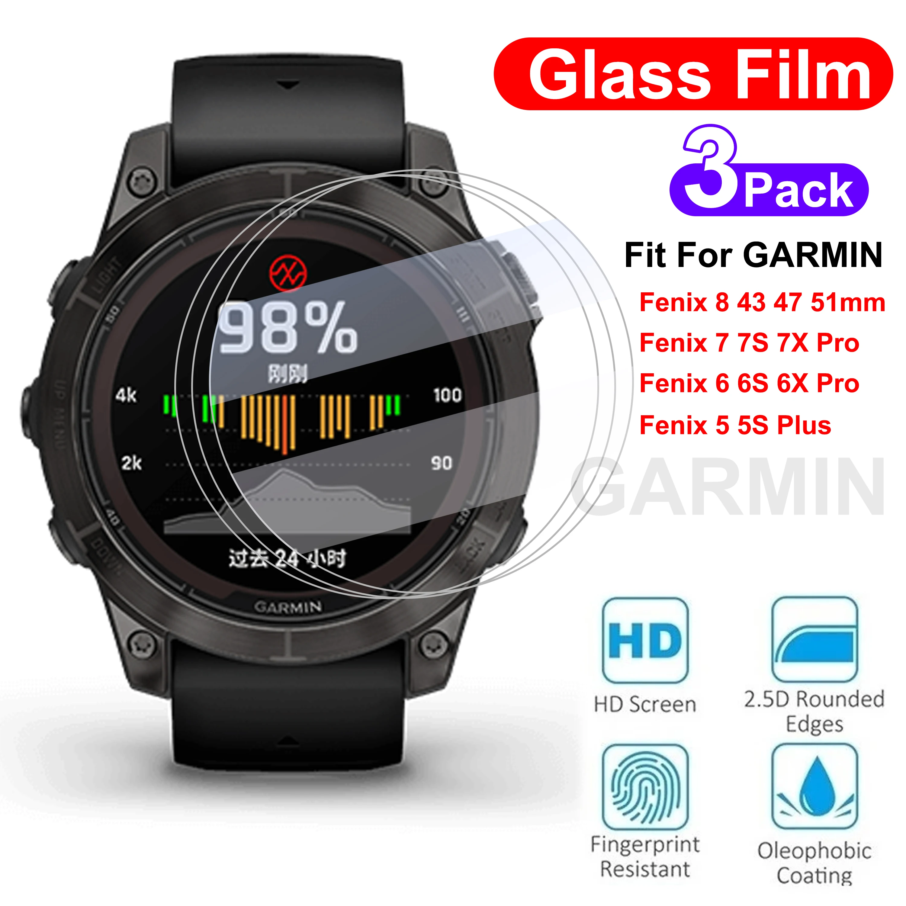 

Protective Glass Film for Garmin Fenix 8 AMOLED Solar 47mm 7X 6X Pro 7 6 7S 6S Pro 5 5S Screen Protector for Fenix 5 Plus 6 Pro