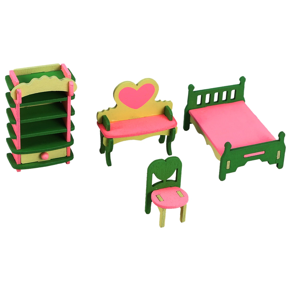 4 szt. Mini Meble Ręcznie Robione Zabawki DIY Rozwijające Zdolności Drewniane Edukacyjne dla Dzieci