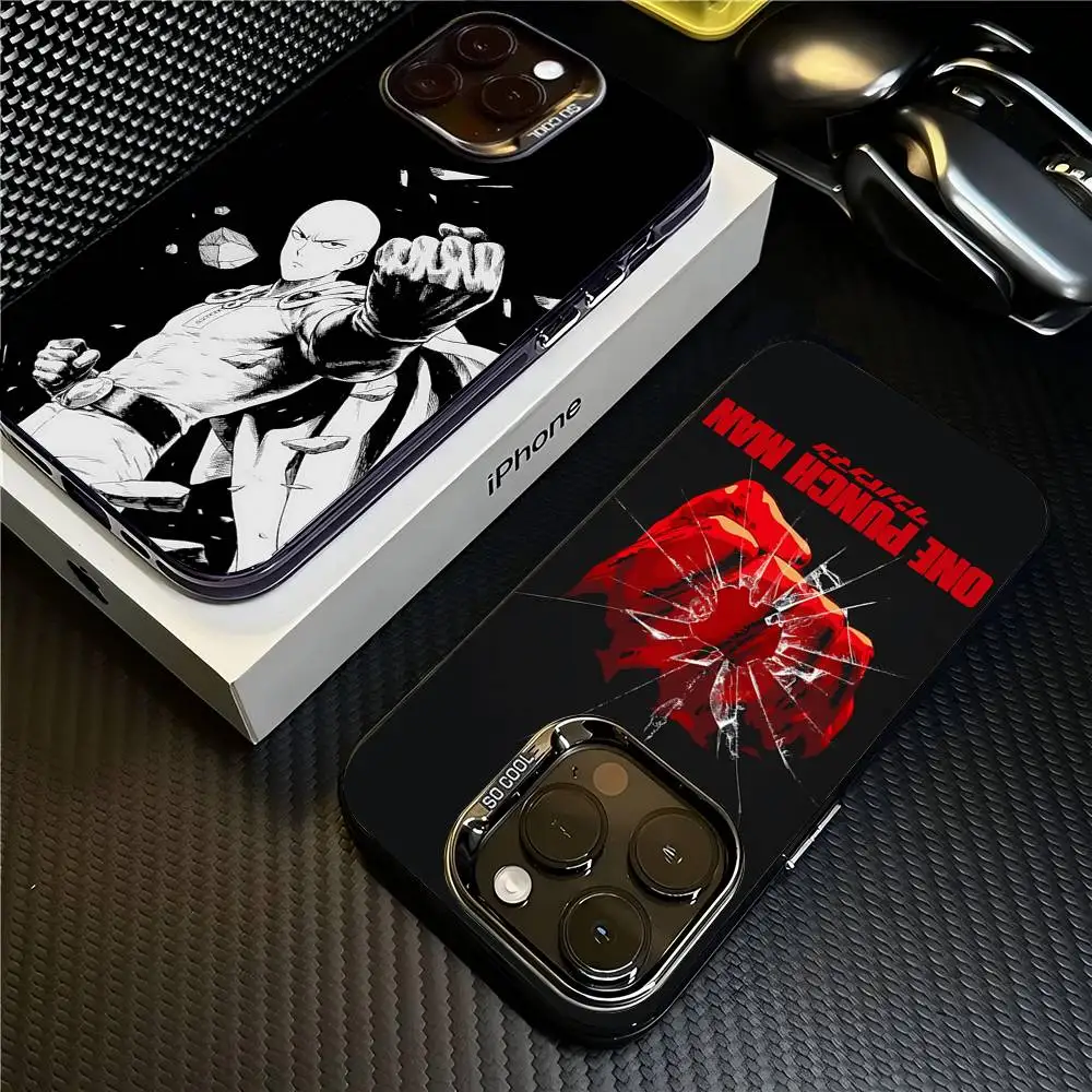 Funda para Teléfono con Diseño de Comics y Anime O-One P-Punch Man para iPhone 17 16 15 14 13 12 11 Pro Max Plus Pro, Carcasa Colorida