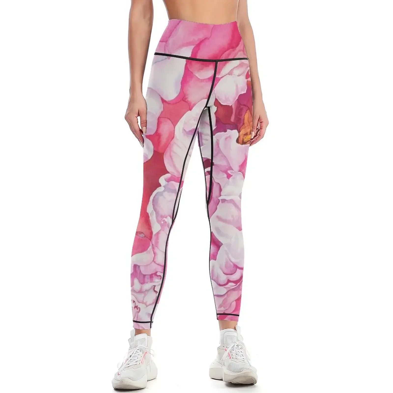 

Pink Peony Watercolor Leggings gym's sportswear push up tights for Legging sport Women's sports Womens Leggings