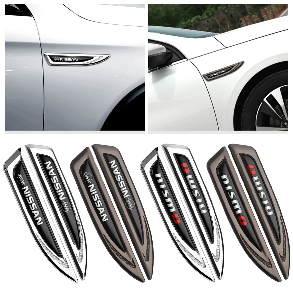 2PCS Car Styling 3D Metal Side Fender Rear Trunk Sticker For Nissan Nismo GTR 350Z 370Z 240SX Tiida Teana Juke Note Versa Almera