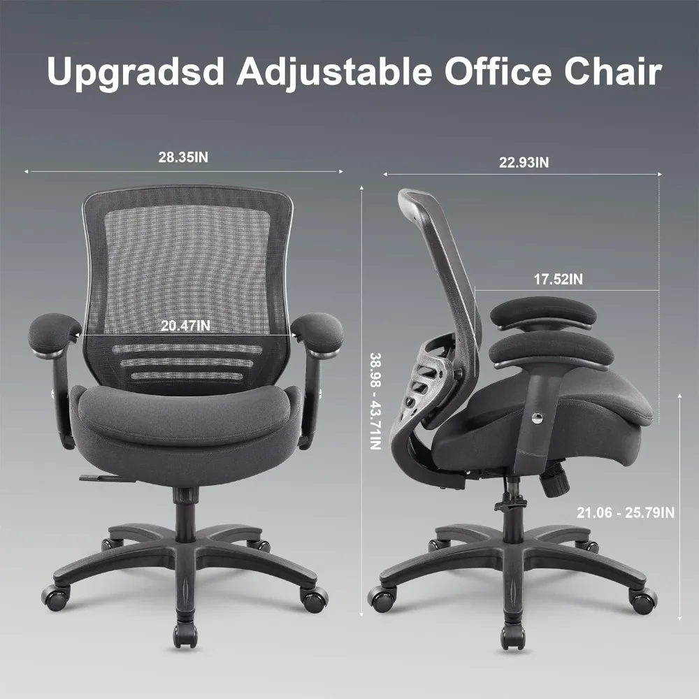 Ergonomic Chair,Office Chair,Desk Chair,Soft Armrest,Lumbar Support, 360° Swivel Computer Task Chair (Black, Without Footring)