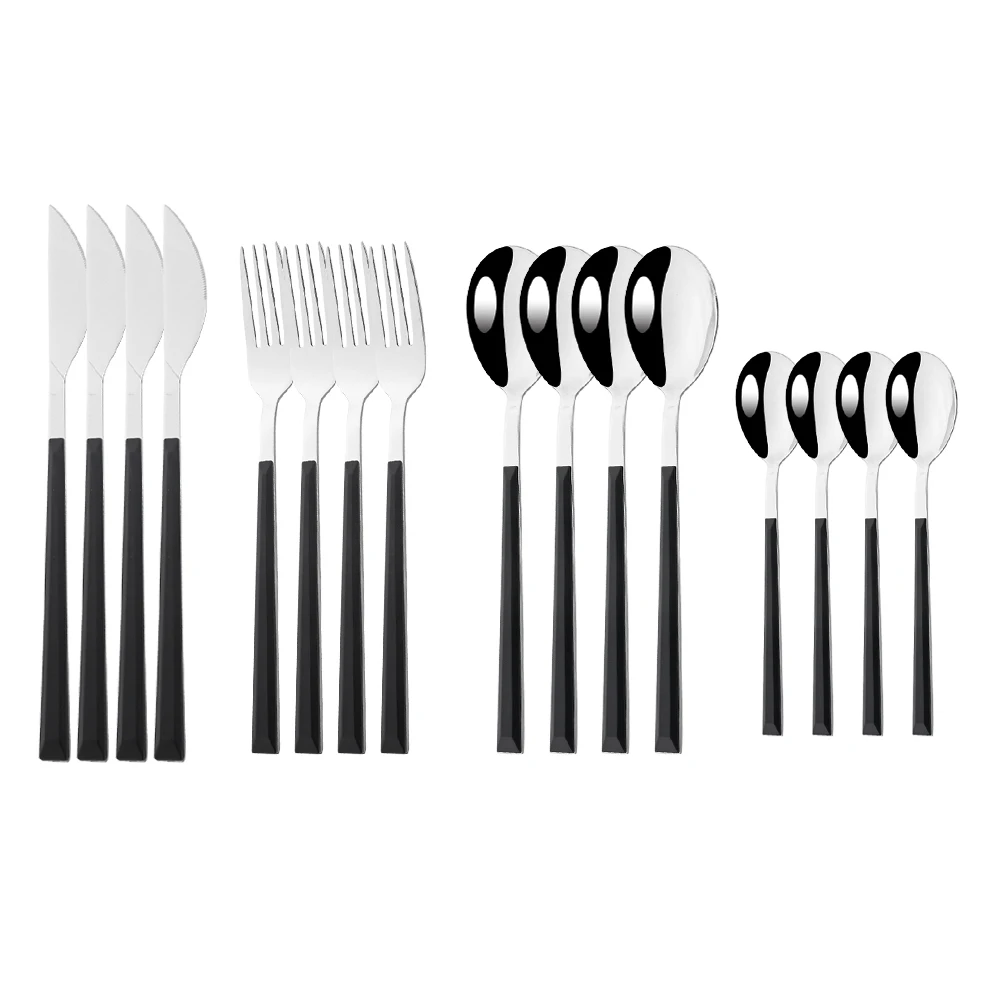 

Stainless Steel 16pcs Imitation Wooden Marble Handle Cutlery Set Dinnerware Western Tableware Knife Fork Tea Spoon Silverware