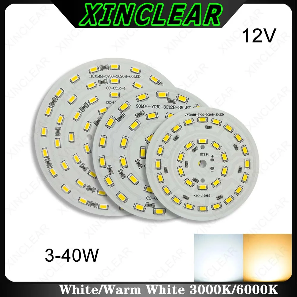 DC12V 3W 5W 7W 12W 18W 24W 30W 40W LED Light Board Warm White SMD 5730 Transform light source PCB With LED Chips For Downlight