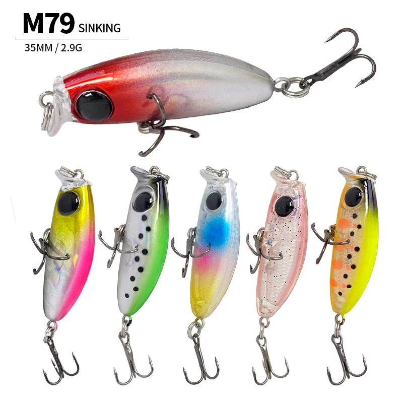 

2.9g 35mm Fishing Lure Slow Sinking Mini Micro Minnow 3d Eyes Artificial Hard Bait With Powerful Treble Hooks Fishing Supplies