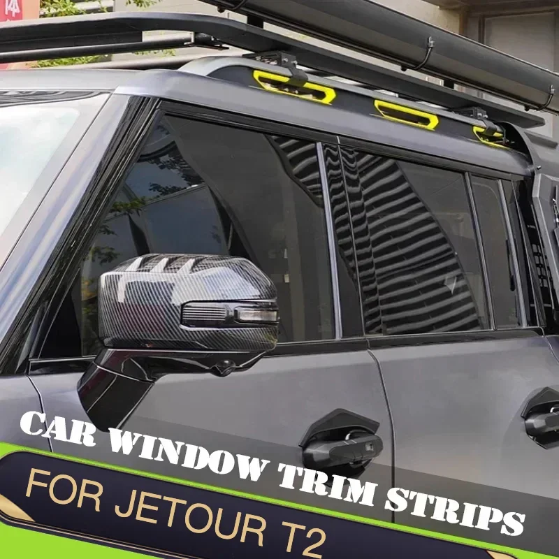 For Jetour Traveller T2 2023 2024 2025 Car Window Trim Strips Fit Center Pillar Body Stickers Black Warrior Car Accessories