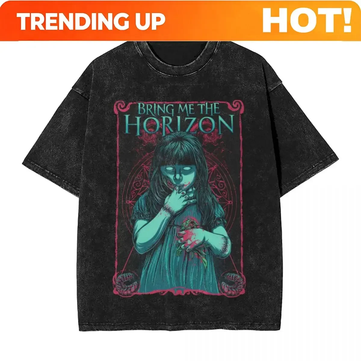 Customization BMTH Horizons Emo T Shirt Band Death Metal Loose T-Shirts Short-Sleeve Streetwear Tshirt Summer Cotton Crewneck Ov