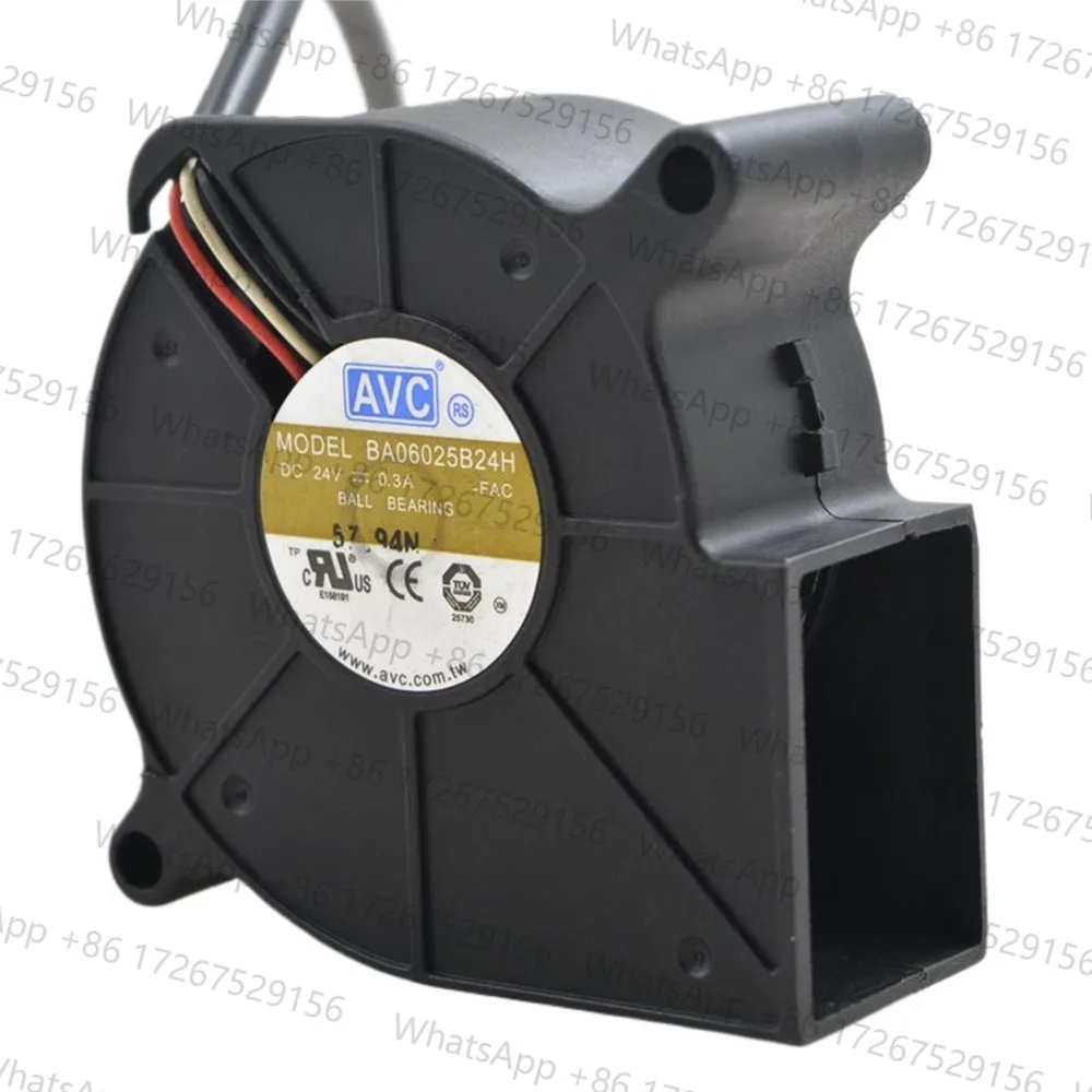 For AVC BA06025B24H 6025 Turbo Blower Fan 24V 0.3A Dual Ball Bearing Centrifugal Cooler 60x60x25mm