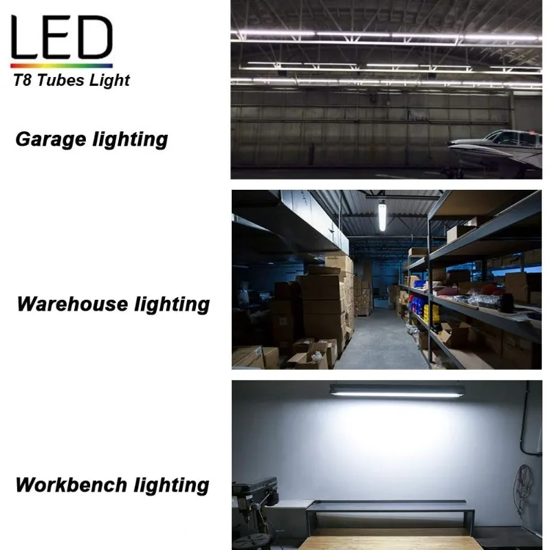 หลอดไฟ LED แบบหลอดยาว 8 ฟุต 96 นิ้ว, 5000K (สีขาวสว่างพิเศษ), ฝาครอบใส พร้อมขั้วต่อแบบขาเดียว FA8, T8 85V-265V AC 45W - 4800