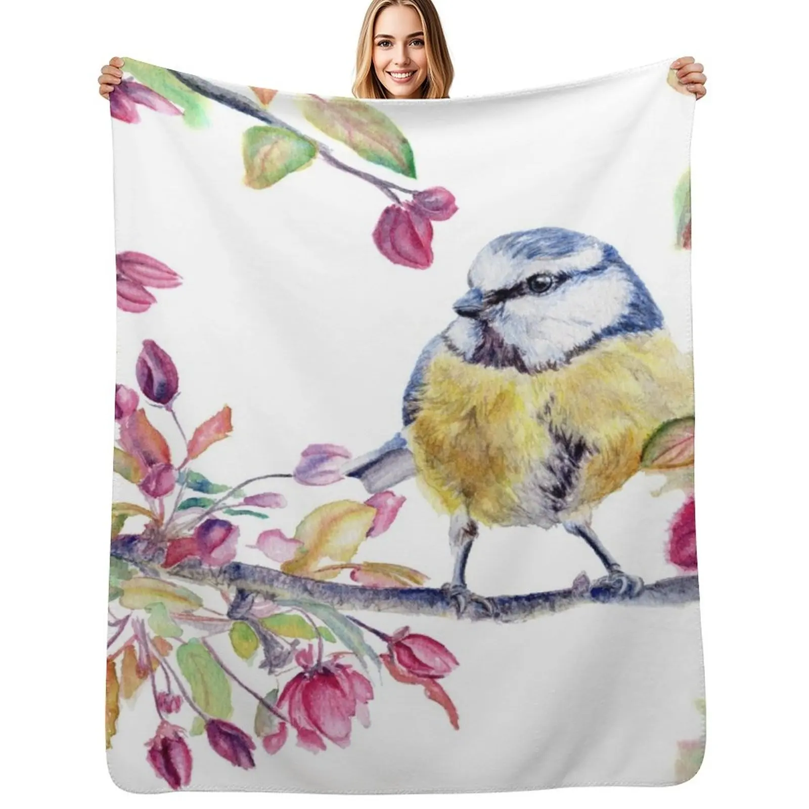

Springtime Bird Throw Blanket Sofa Quilt Single bed plaid anime Blankets