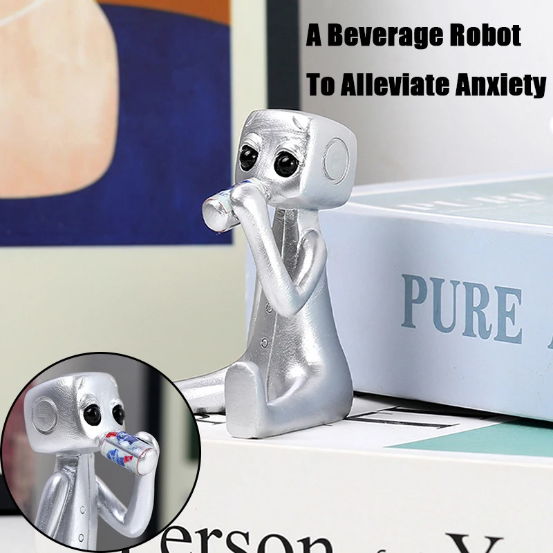 Your Anxiety IsA Lying Robot Drink Robot Resin Figure Hack Your Anxiety,Gift For Friends, Family Members Desktop Ornament