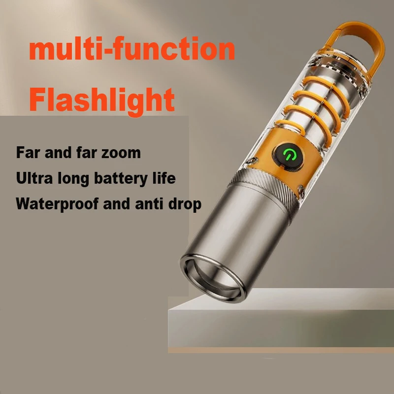 Outdoor multifunctional variable focal length long endurance flashlight buckle camping emergency work light