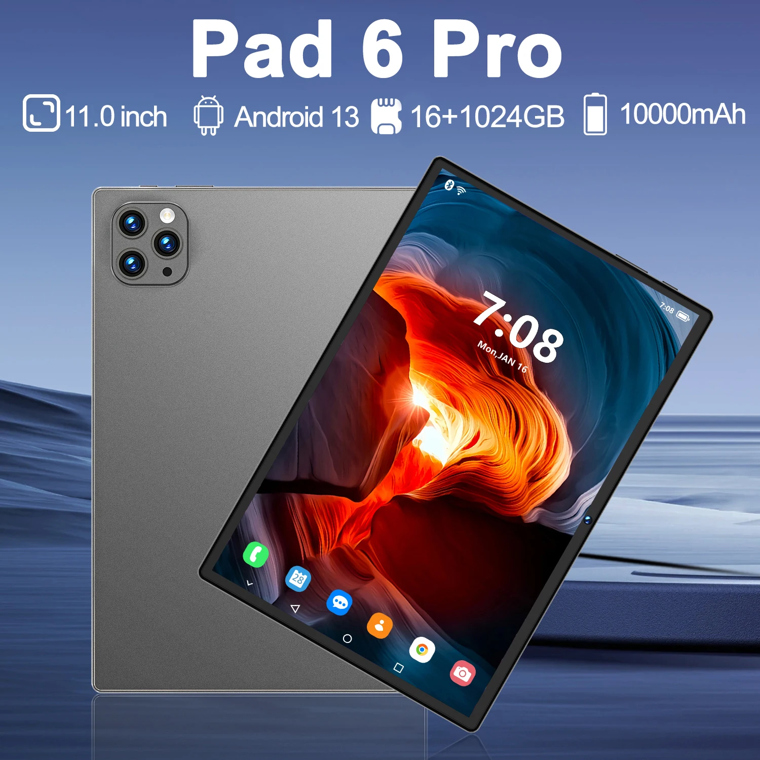 Original Pad 6 Pro Tablet 11 inch Android 13 Global Snapdragon 888 16GB+1024GB 10000mah Tablet 5G Dual SIM WIFI  HD Full Screen