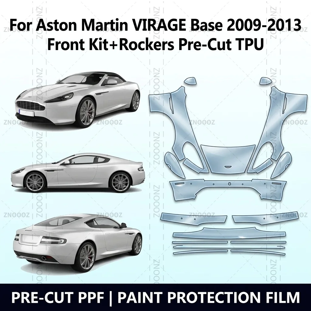 For Aston Martin VIRAGE Base 2009-2013 Front Kit+Rockers Pre-Cut TPU PPF Paint Protection Self Healing High Gloss Anti