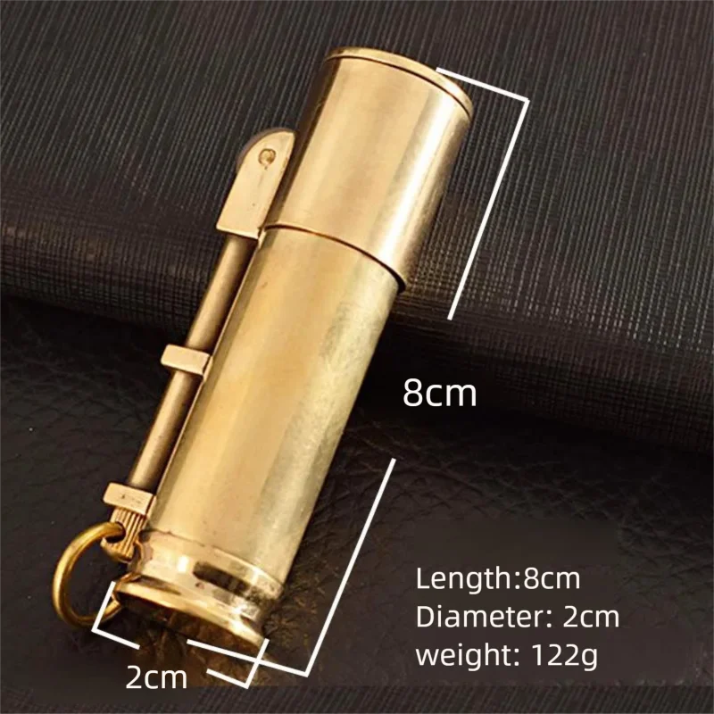 WW2 Vintage Brass Trench Smoking Pipe Lighter Pull-rod Refillable Pipe Lighter Personality Flint wick Kerosenes pipe Lighter