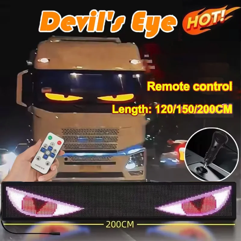 LED Sign Board Devil's Eye Truck Windshield Remote Control Flexible Led Eye Animation Display Smart Scrolling Message