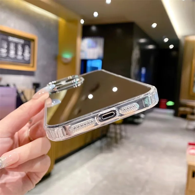 Luxury Plating Make Up Mirror Acrylic Phone Case For iPhone 11 12 13 14 15 16 Pro Max Mini XS X XR 7 8 Plus SE Shockproof Cover