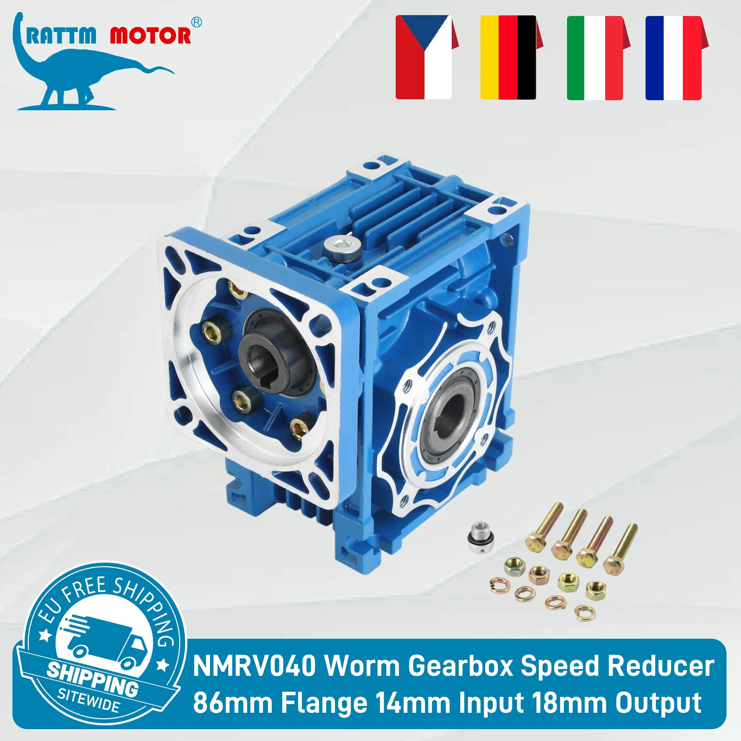 【IVA libre de la UE】RATTMMOTOR NMRV040 reductor de gusano de brida cuadrada 86*86 entrada 14mm salida 18mm relación 10 30 40 para Motor paso a paso Nema34 86mm Motor paso a paso