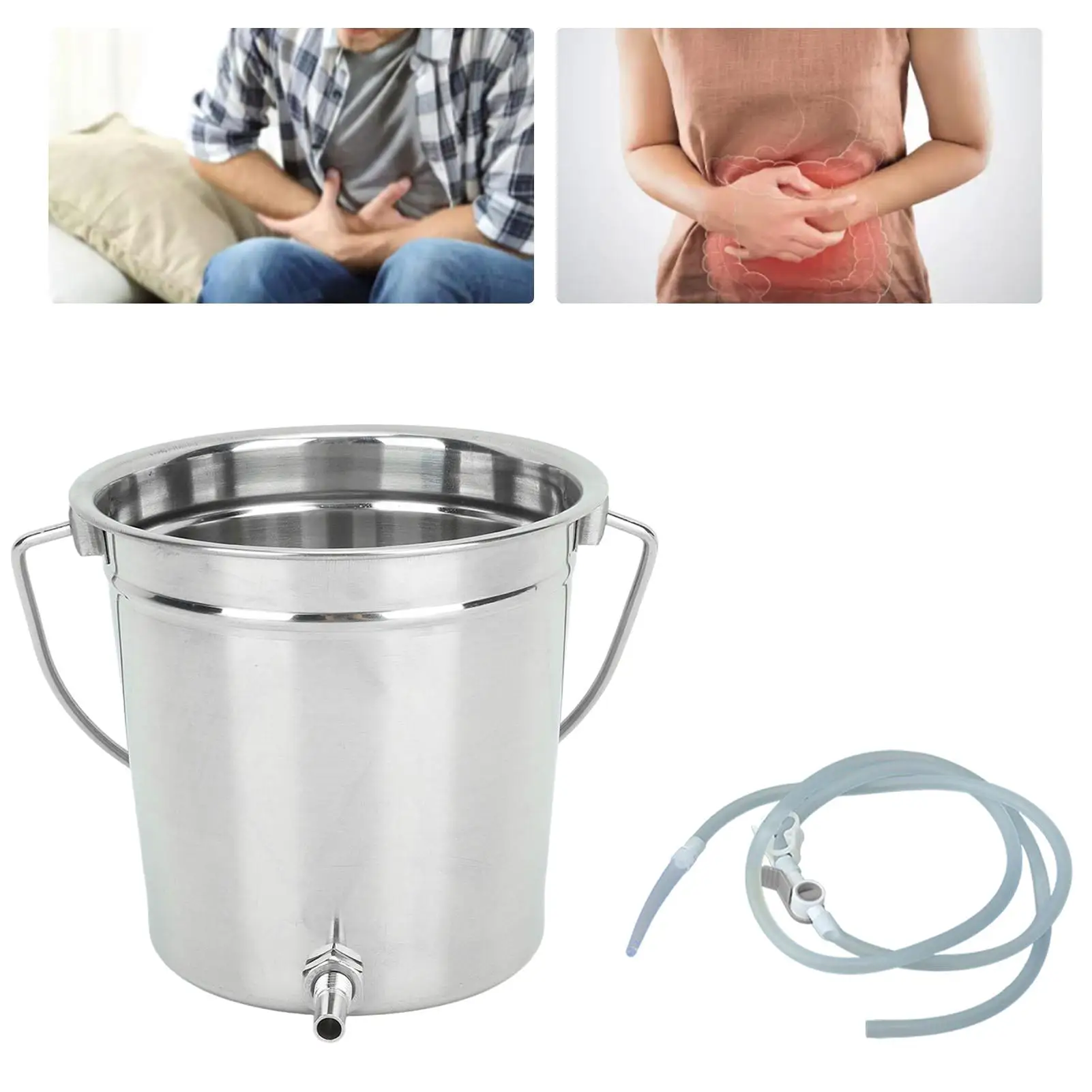 Stainless Steel Enema Bucket Kit for Home Colon Cleansing   Relieve Constipation, Maintain Health   Easy to Clean