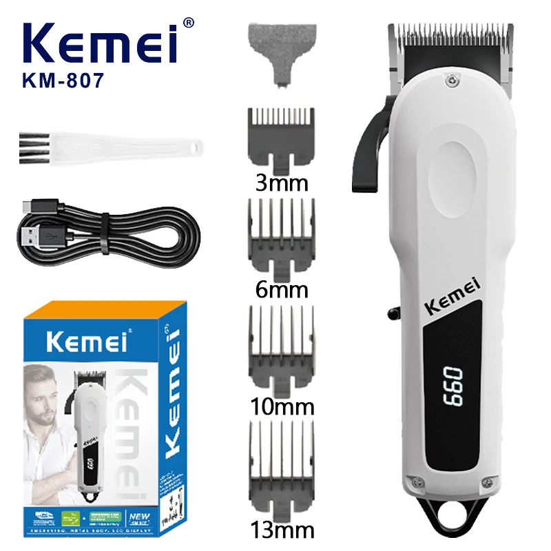 Kemei Professional Electric Hair Clipper Adjustable Electric Hair Clipper Men's Powerful Beard Rechargeable Hair Clipper KM-807