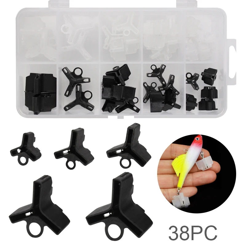 

38pcs Fishing Treble Hooks Covers Case Caps Black & White Colour Mixed Bait Hooks Safety Protect Set for 1/0#-10# Hook Remove