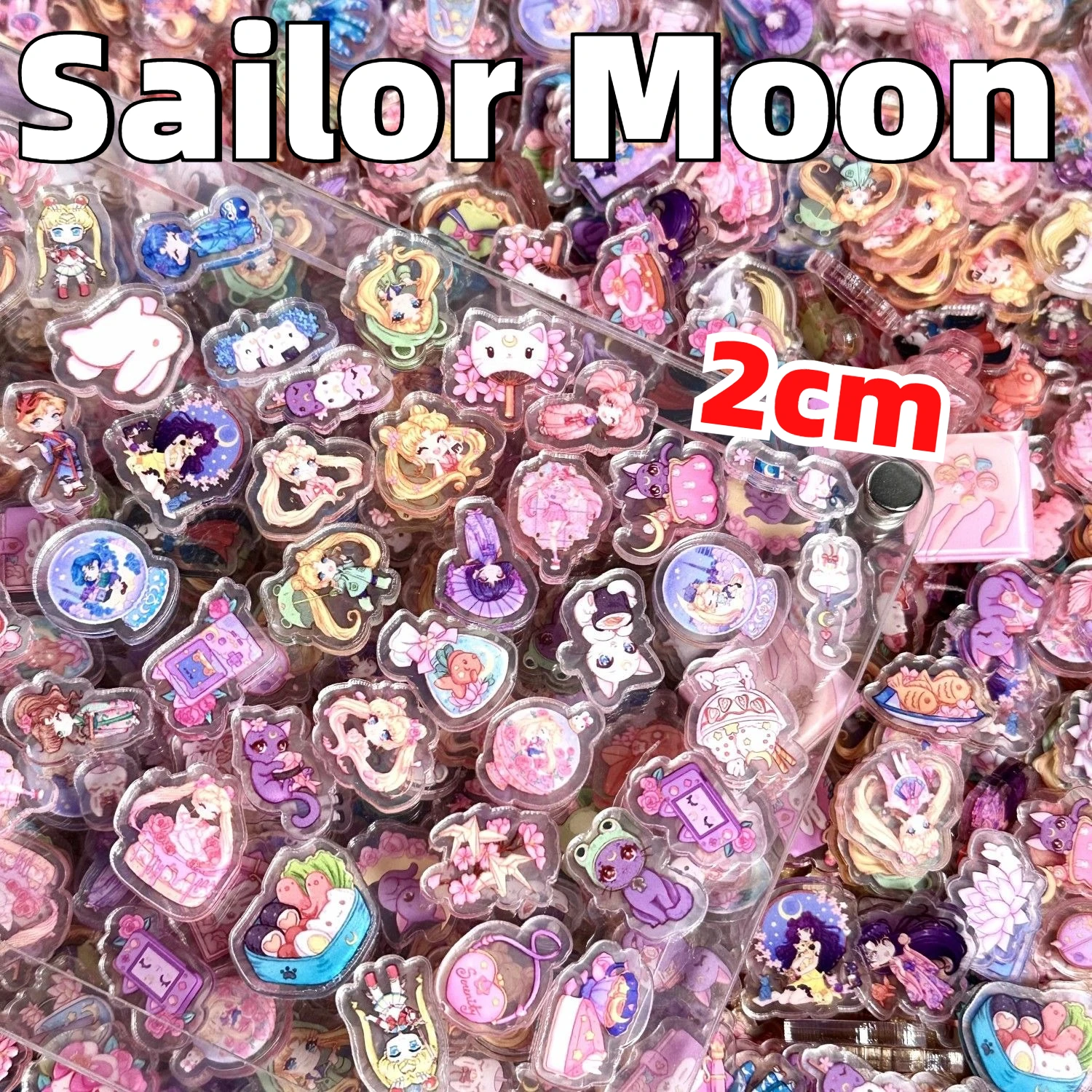 50/100 peças de Folhas Acrílicas Mini Sailor Moon de 1/2cm para Artesanato DIY, Usadas para Ímãs de Geladeira, Acessórios para Capas de Celular e Anime