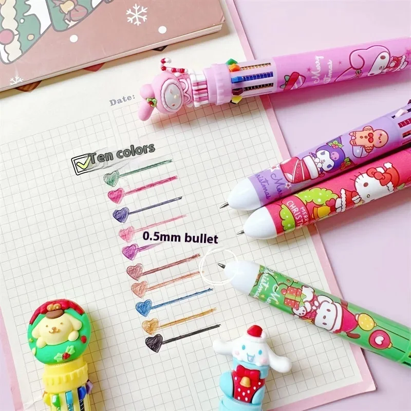 Sanurgente-Stylo à bille de dessin animé de Noël, fournitures scolaires et de bureau, papeterie Kawaii pour étudiants, cadeaux de presse, 10 couleurs, 0.5mm, 18 pièces, 36 pièces