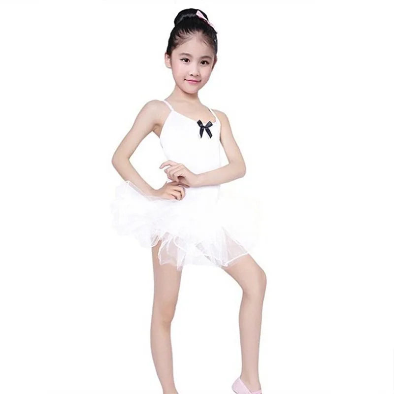 Kids Girls Ballet Dress Gymnastics Leotards Sleeveless Ballet Dancewear Tutu Dance Skirts Kids Bowknot Dance Leotards