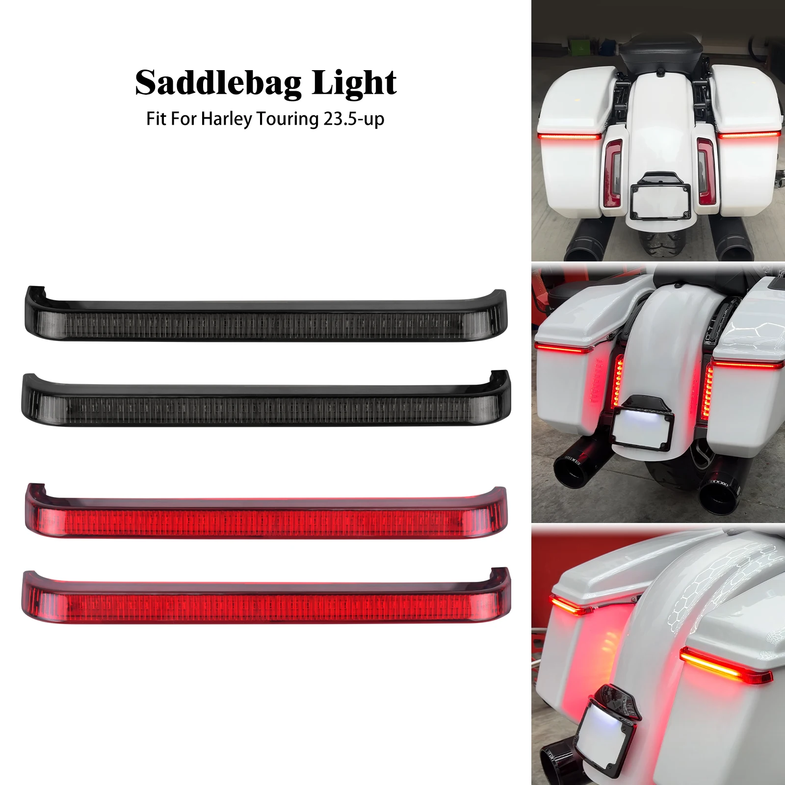 

Motorcycle Turn Signal Light LED Rear Saddlebag Brake Flowing Lamp For Harley Touring Road King Street Electra Glide 2023.5-Up