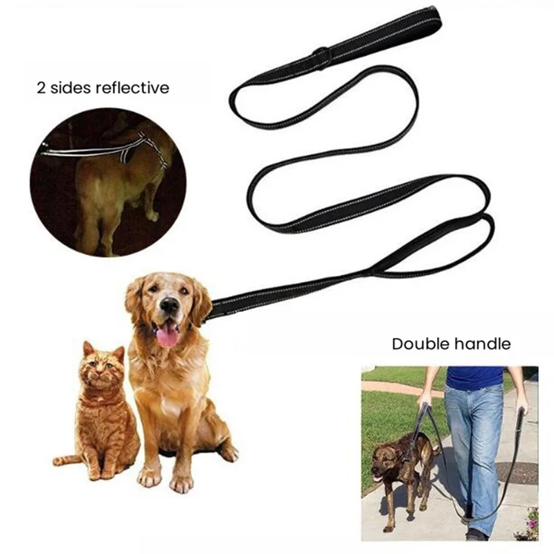 

Double Handle Padded Dog Halter Nylon Reflective Canine Training Leash Rope Puppy Accessories Straps for Dogs Tow Walking Guide