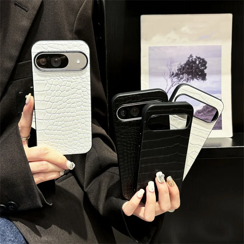 Stylish Retro Crocodile Pattern Phone Case For Google Pixel 9 Pro XL Luxury Animal Texture PU Leather Shockproof protective Case