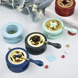 Simple Wax Seal Stamp Tools Lacquer Furnace Wax Melting Wooden Handle Spoon Wax Bead Seal Heater Stove Pot Craft DIY Supplies