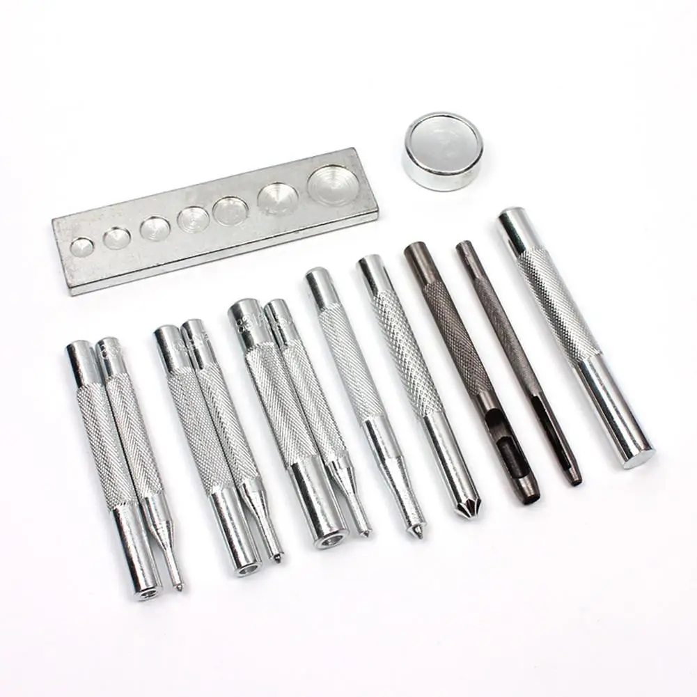 11PCS Punch Tool Snap Rivet Setter Base Kit for DIY Leather Craft Tools