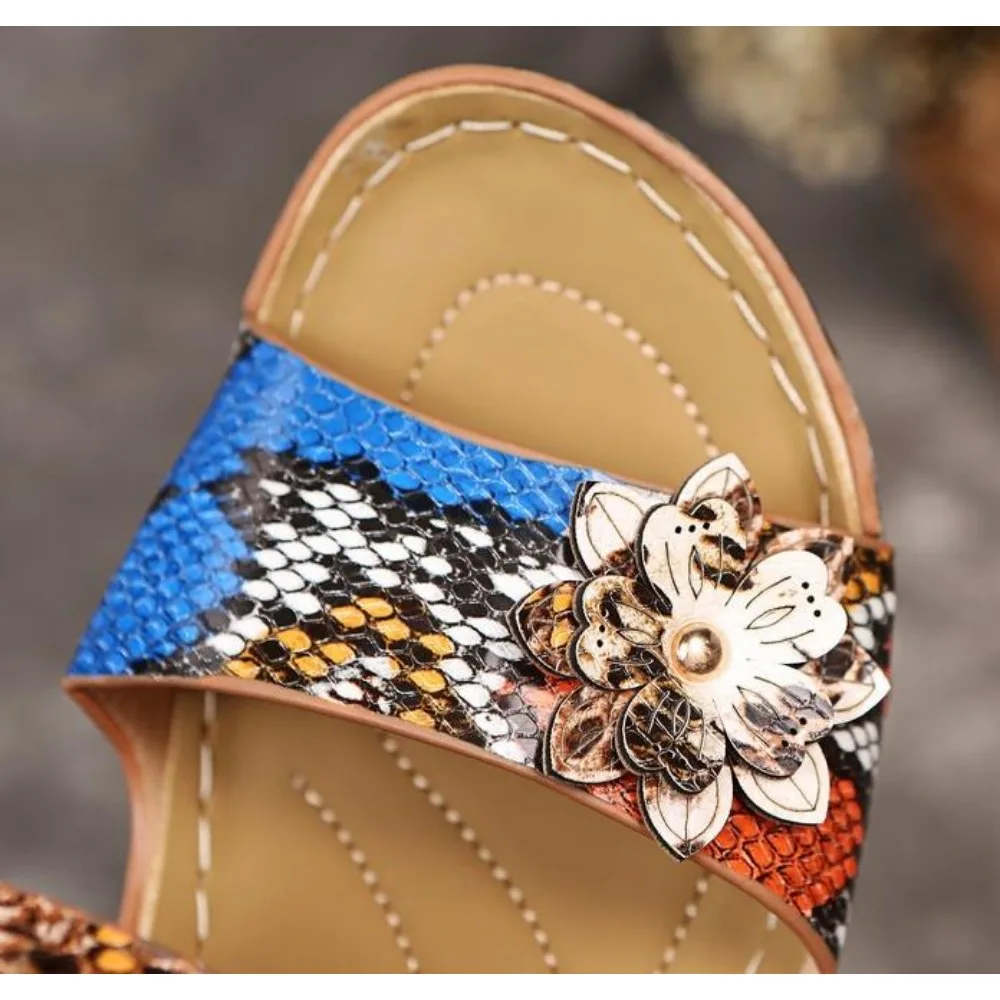 Sandal terbuka wanita, Kasut Wedges luar ruangan nyaman Flip Flop Serpentine Platform mulut ikan ortopedi