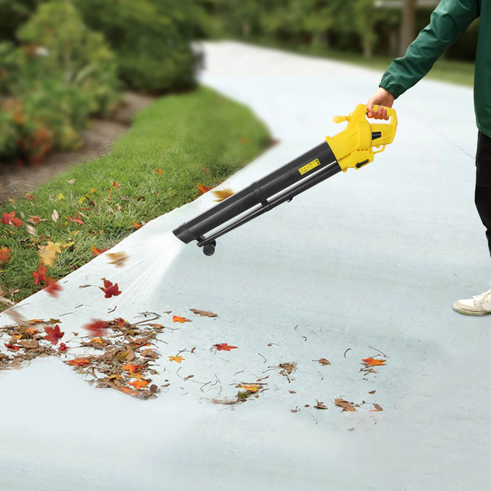 Yard Leaf Vacuum Blower, 2 In 1 Blowing Vacuum Mulcher Anti-slip Handle Corded Electric 167.77mi/h Wind Speed for Residential Yard Outdoor Use