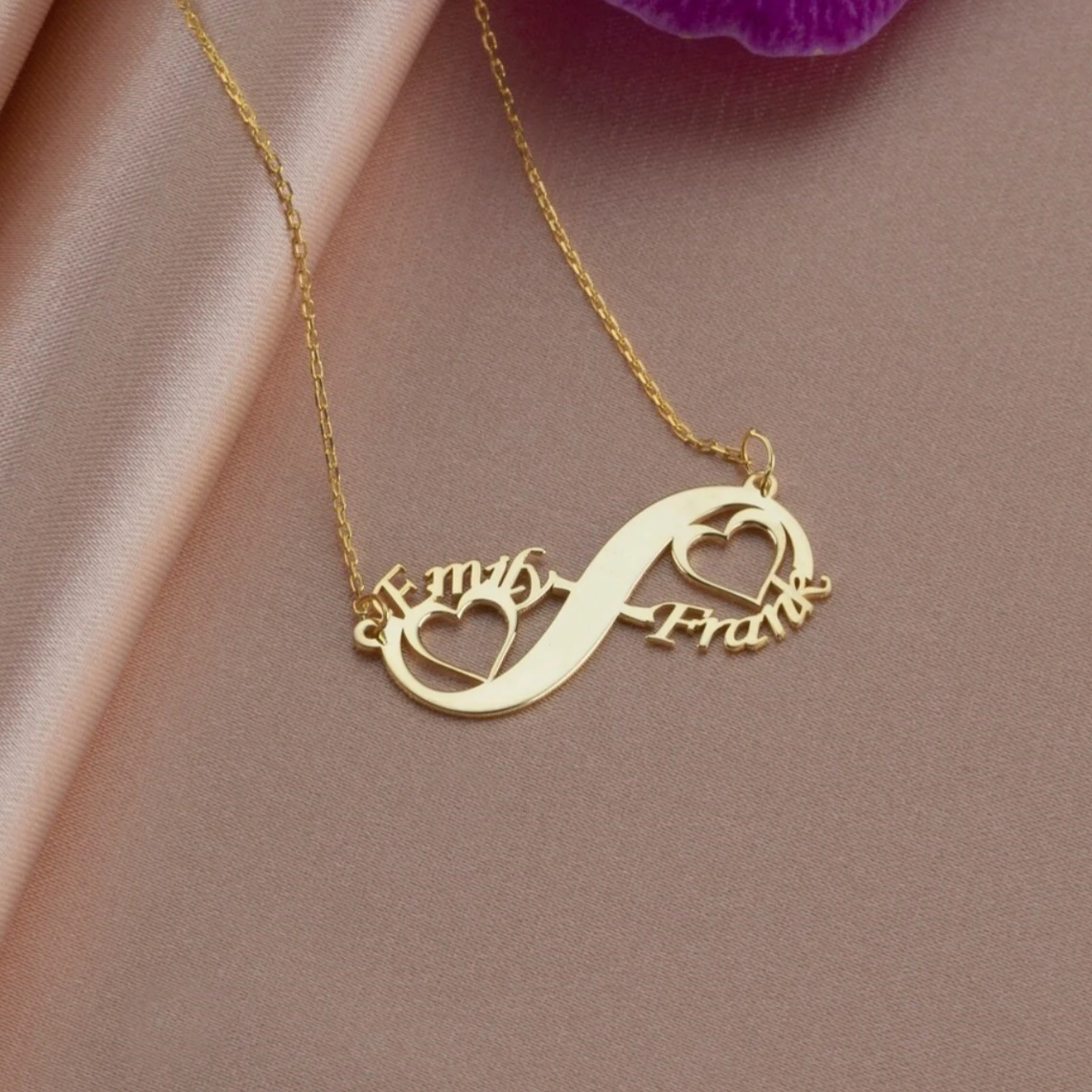 Custom Name Infinity Necklace Women Eternal Love Jewelry Stainless Steel Personalized Couple Nameplate Heart Necklace Best Gifts