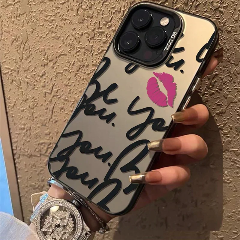 آيفون 17 16 حالات شخصية الإنجليزية الكتابة الشفاه جراب هاتف آيفون 16E 15 14 13 12 11 برو ماكس XS XR X 7 8Plus غطاء