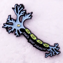 Neuron Reach Your Potential Enamel Pin Nerve Cell Meme Brooch Jewelry Backpack Decorate Gifts for Biologists Neurologists