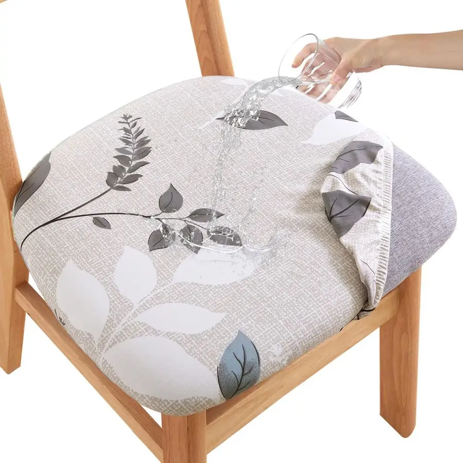 

Waterproof Dining Chair Seat Covers Set of 6, Stretch Dining Room Cushion Covers NonSlip Elastic Seat Cover for Dining Chairs Wa