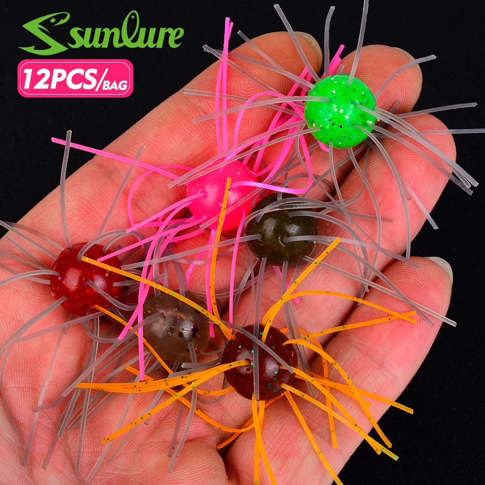 Señuelo de Pesca Sunlure, 1.8g 1.3cm, Señuelos de Silicona Suave con Forma de Erizo de Mar Simulado para Pescar Dorsa, Lucio, Lubina, Mandarina, Tilapia, Cebo de Invierno