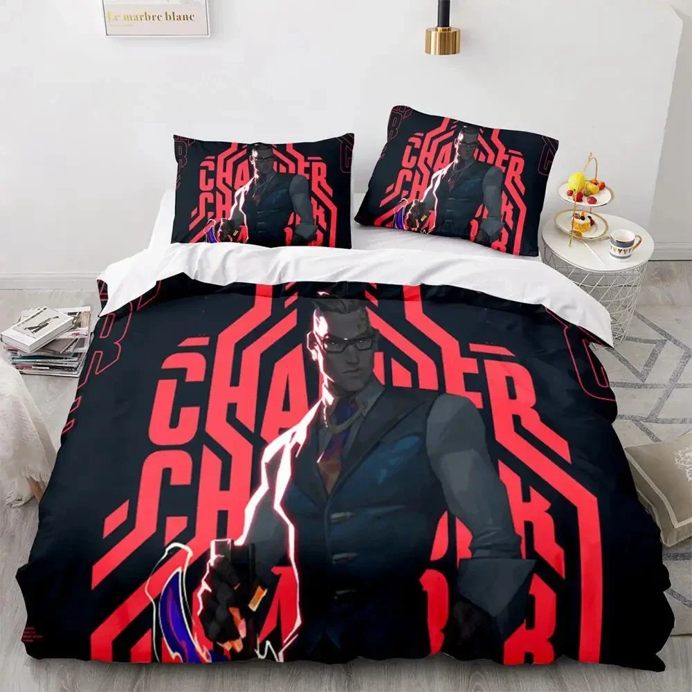 Game Valorant Neon Bedding Set BoysGirls Twin Queen Size Duvet Cover Pillowcase Bed Kids Adult Fashion Home Textile Customizable