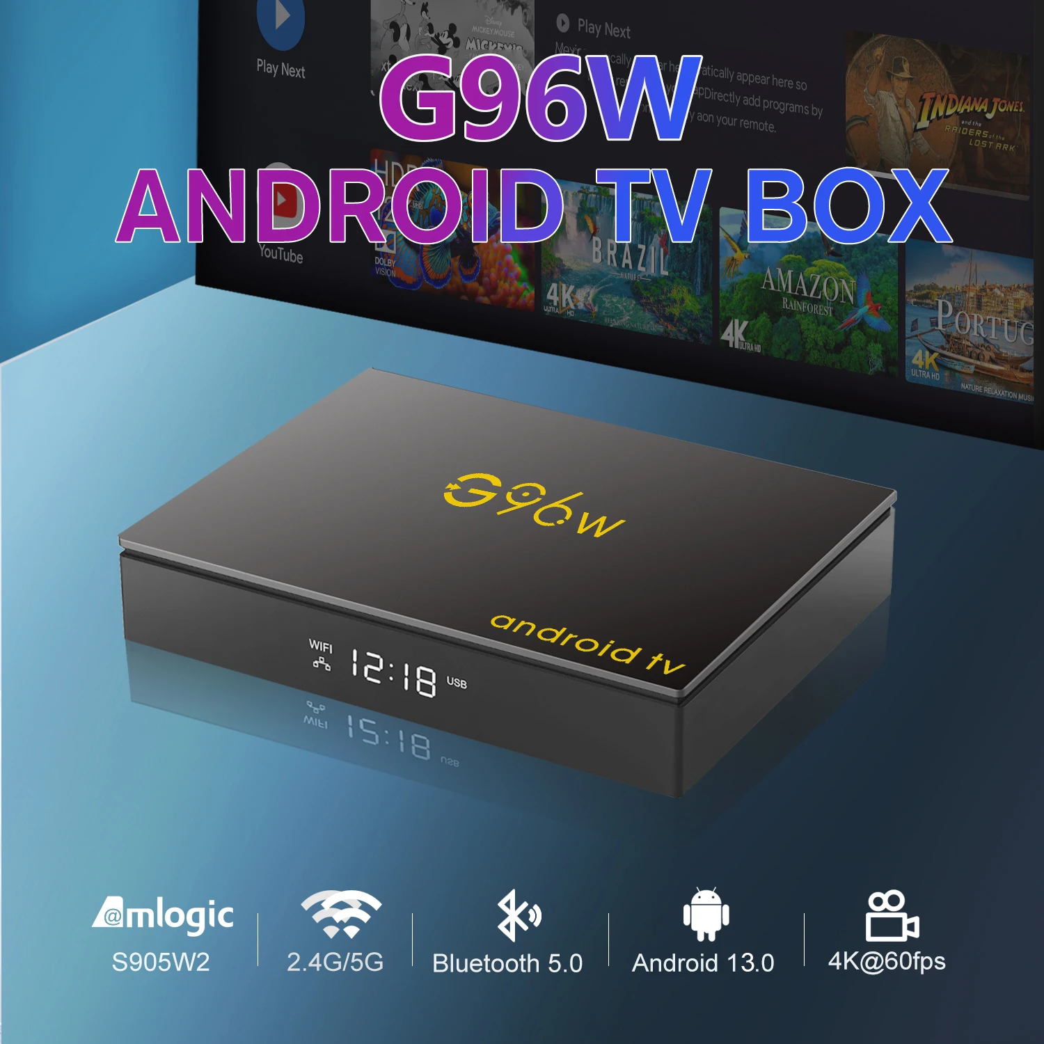 LVMAO G96W Smart TV Box Android 13 8K Ultra HD с четырехъядерным процессором Amlogic S905W2, 4 ГБ