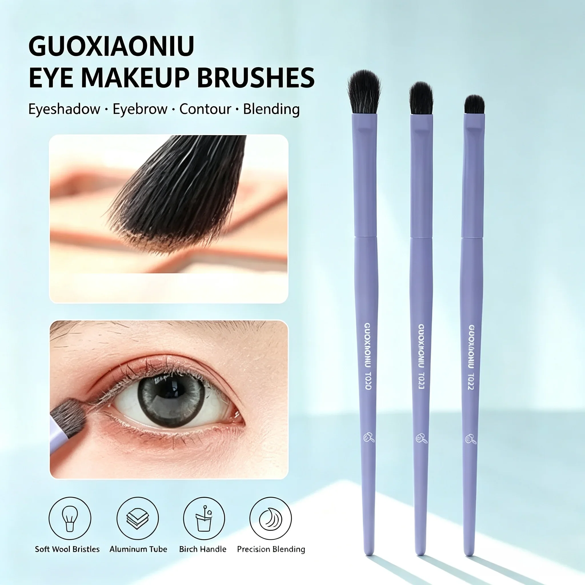 GUOXIAONIU Eyeshadow Brush Set Eyebrow Contour Eyeliner Makeup Brushes Women Blending Detail Eye Cosmetic Tools Professional