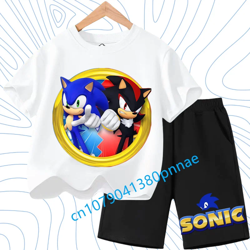 

Short Sleeves Summer Hot Baby Boys Clothing 2pc Sonics Children T-shirts Shorts Set Cute Cartoon Graphic T-shirt Kids Jersey Set