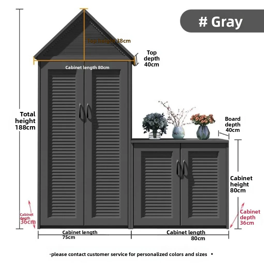 Aluminum Alloy Outdoor Storage Cabinet Waterproof Sunproof Garden Tool Box Large Capacity Patio Storage Chest for Courtyard Set